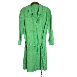 Lilly Pulitzer Dress‎ Women’s Large Gecko Green Pilar Linen Tunic W/ Belt Resort